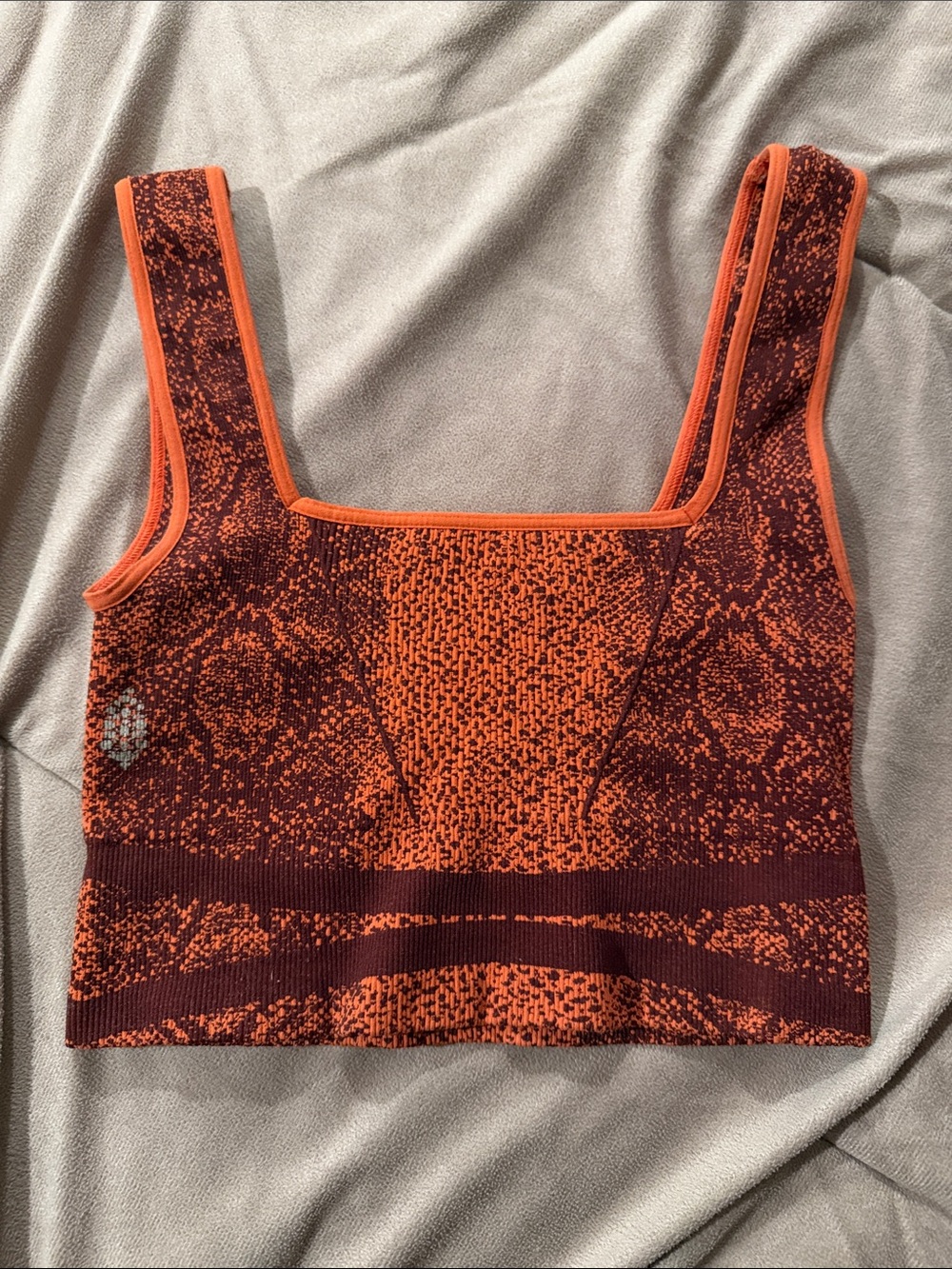 FP Movement by Free People Burnt Orange & Burgundy Square-Neck Knit Sports Bra